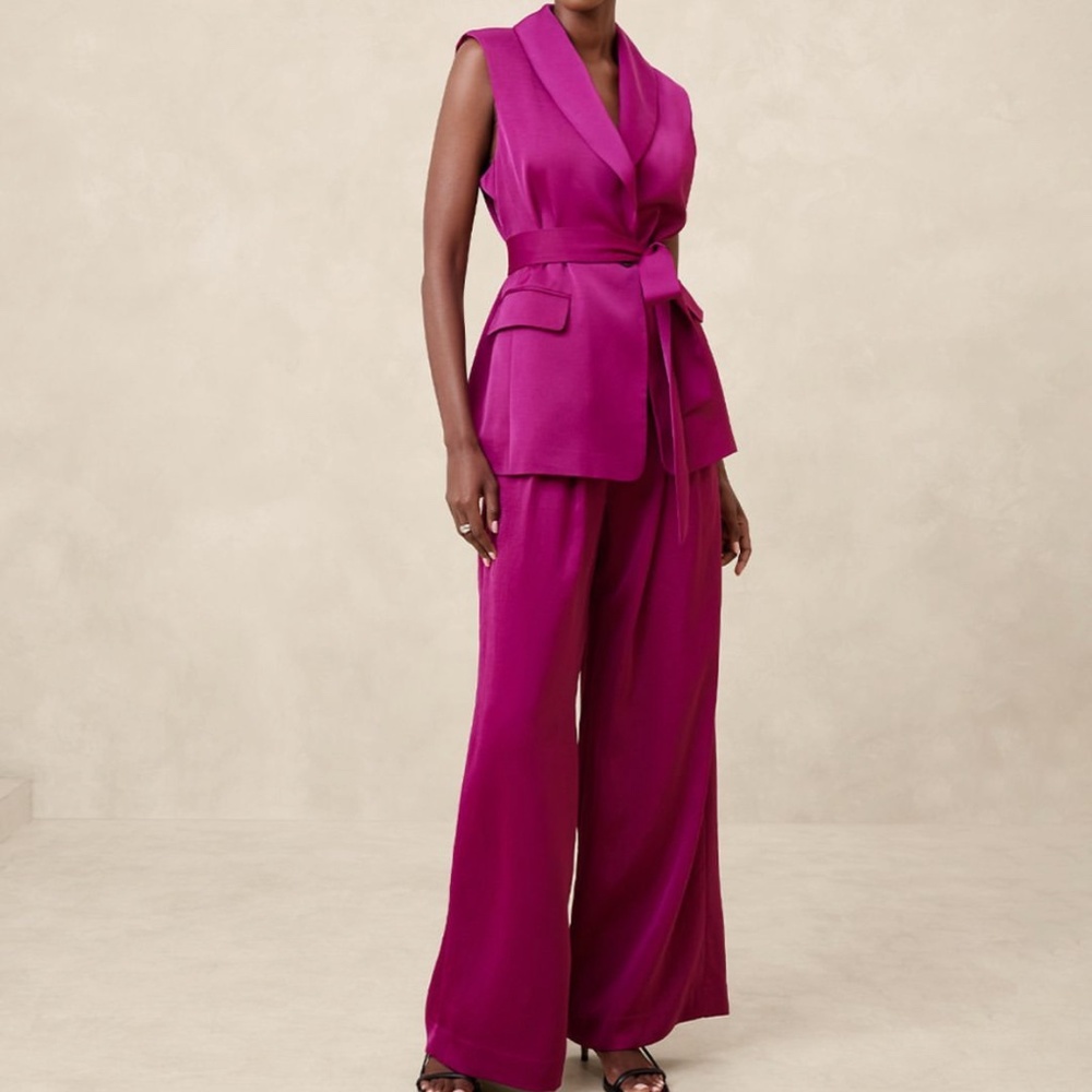 Silky tie waist vest - Banana Republic